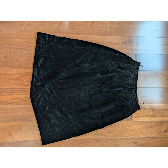Vintage Black Velvet 3D Floral Calla Lily Embroidered Midi Skirt Late 80s - Picture 8 of 10